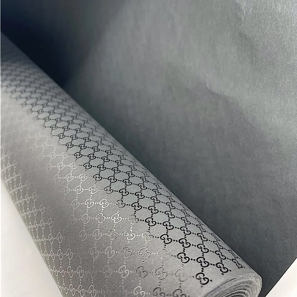 RARE Gucci Authentic GG Logo Wrapping Paper 1 yard of Holographic Matte Black